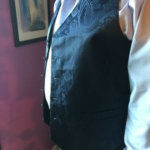 Navy Blue silk paisley men's vest